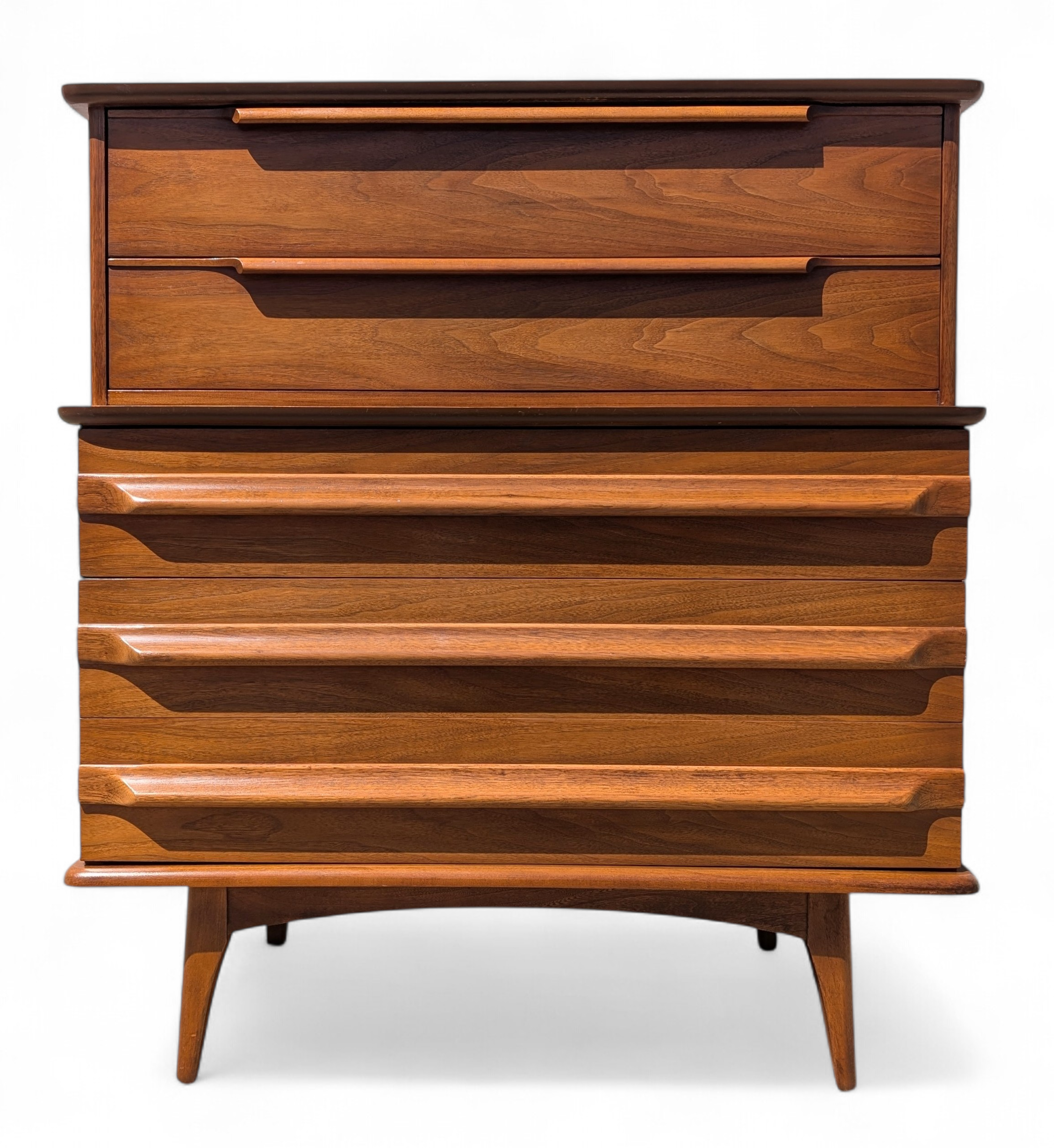 Mid Century Modern Sculptural Walnut Dresser by United