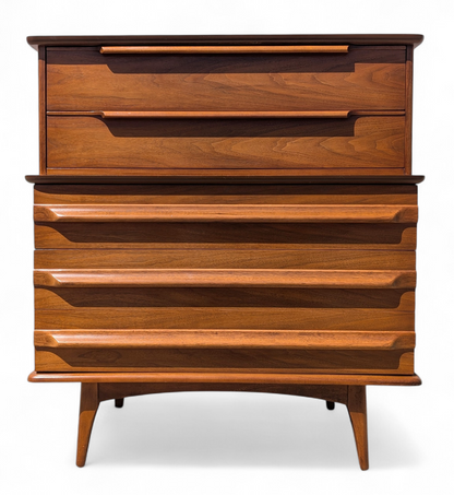 Mid Century Modern Sculptural Walnut Dresser by United