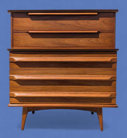 Mid Century Modern Sculptural Walnut Dresser by United