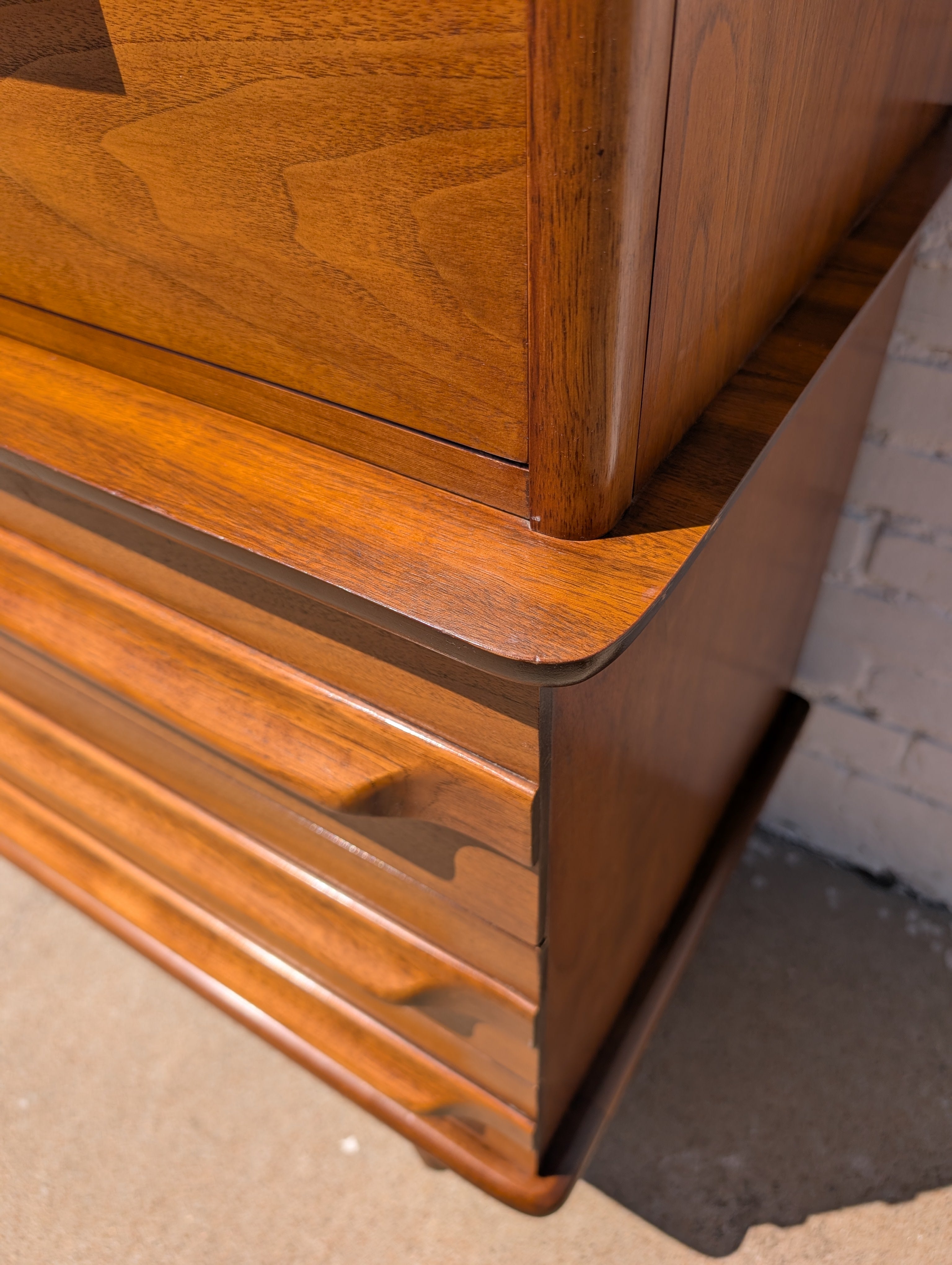 Mid Century Modern Sculptural Walnut Dresser by United