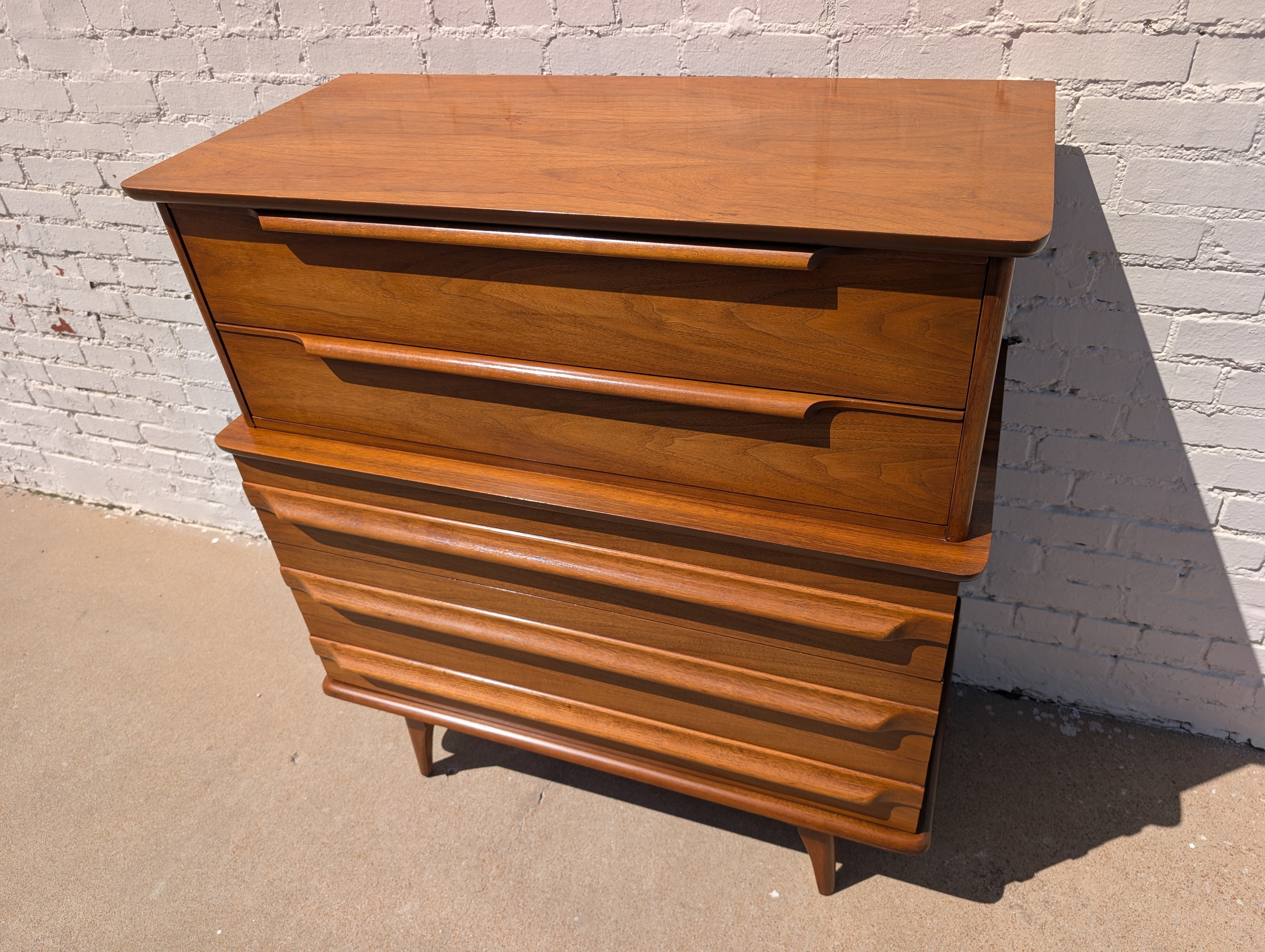 Mid Century Modern Sculptural Walnut Dresser by United