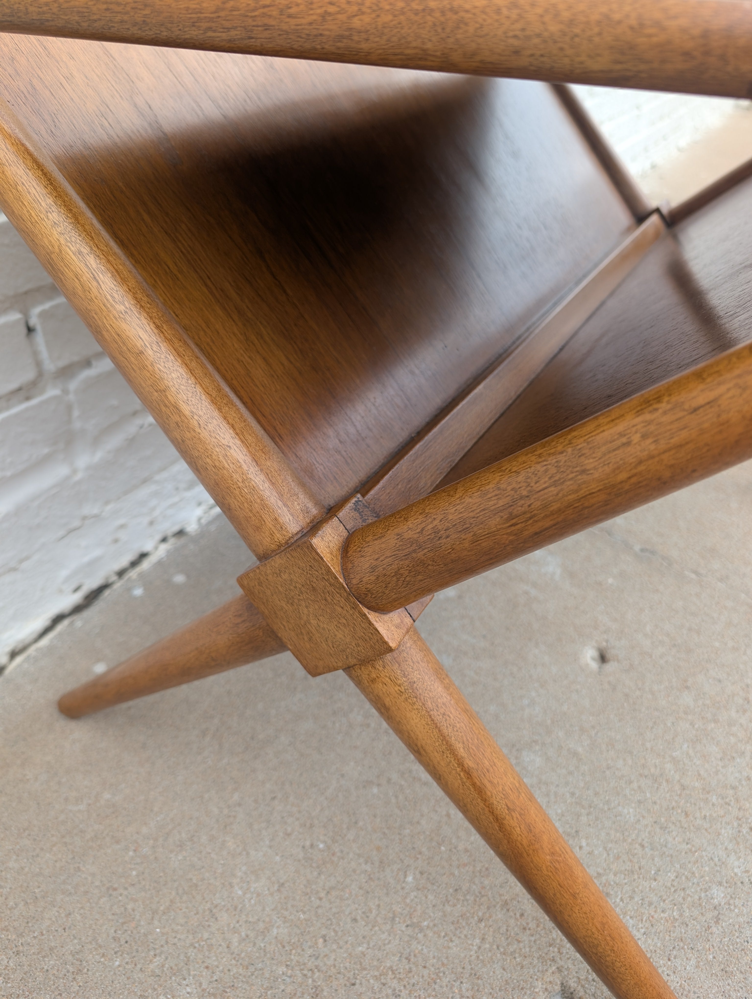 Mid Century Modern Widdicomb Walnut Magazine Rack by T H Robsjohn Gibbings