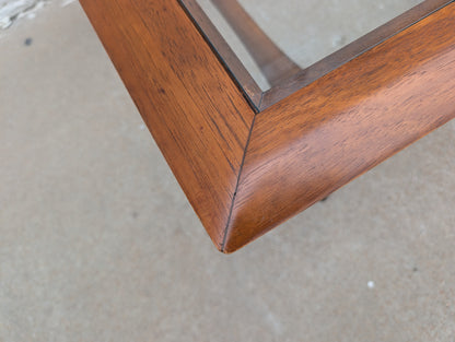 Mid Century Modern Lane Silhouette Walnut and Glass Coffee Table