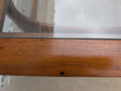 Mid Century Modern Lane Silhouette Walnut and Glass Coffee Table