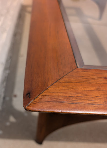 Mid Century Modern Lane Silhouette Walnut and Glass Coffee Table