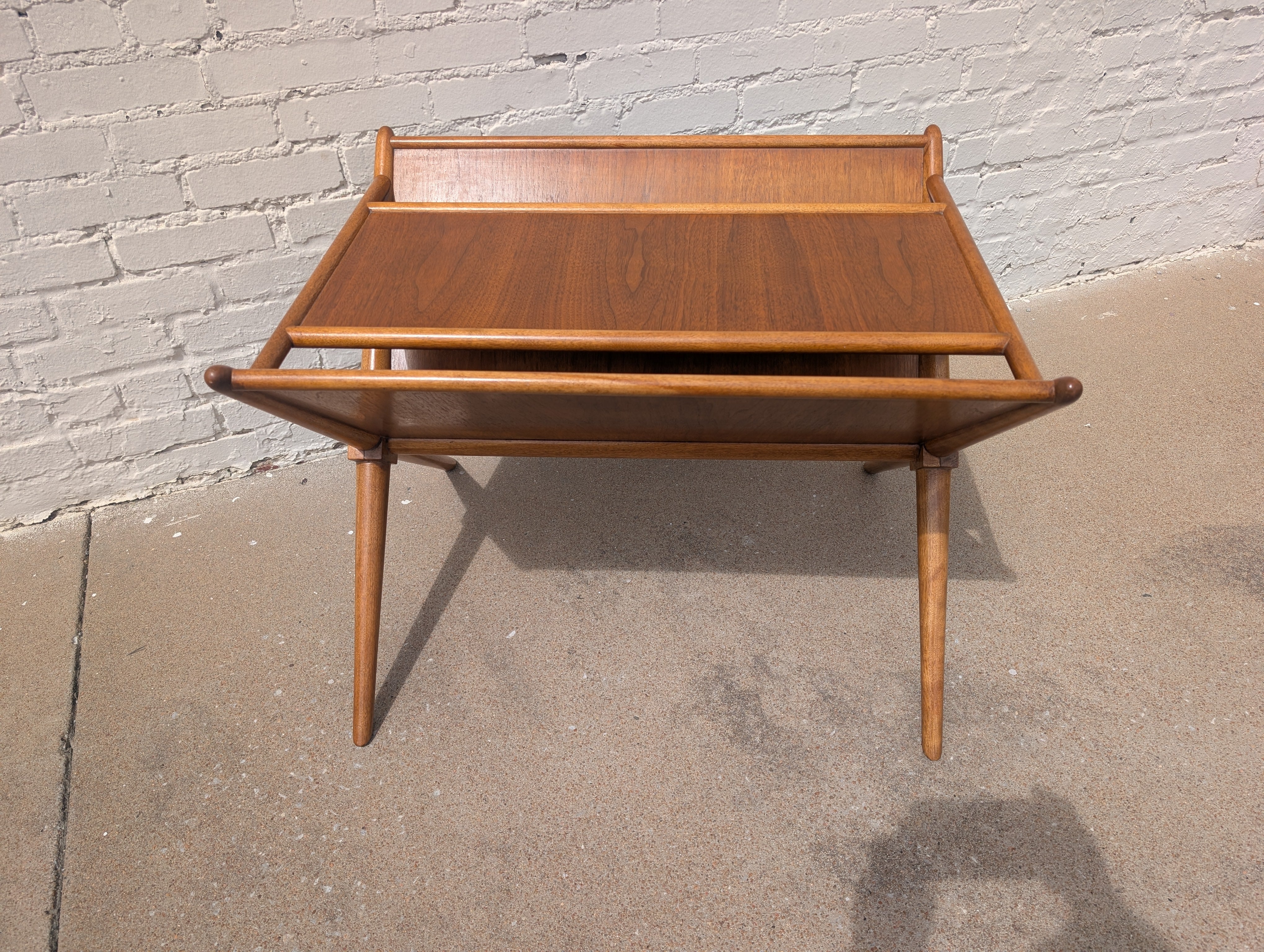 Mid Century Modern Widdicomb Walnut Magazine Rack by T H Robsjohn Gibbings