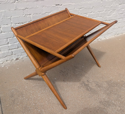 Mid Century Modern Widdicomb Walnut Magazine Rack by T H Robsjohn Gibbings