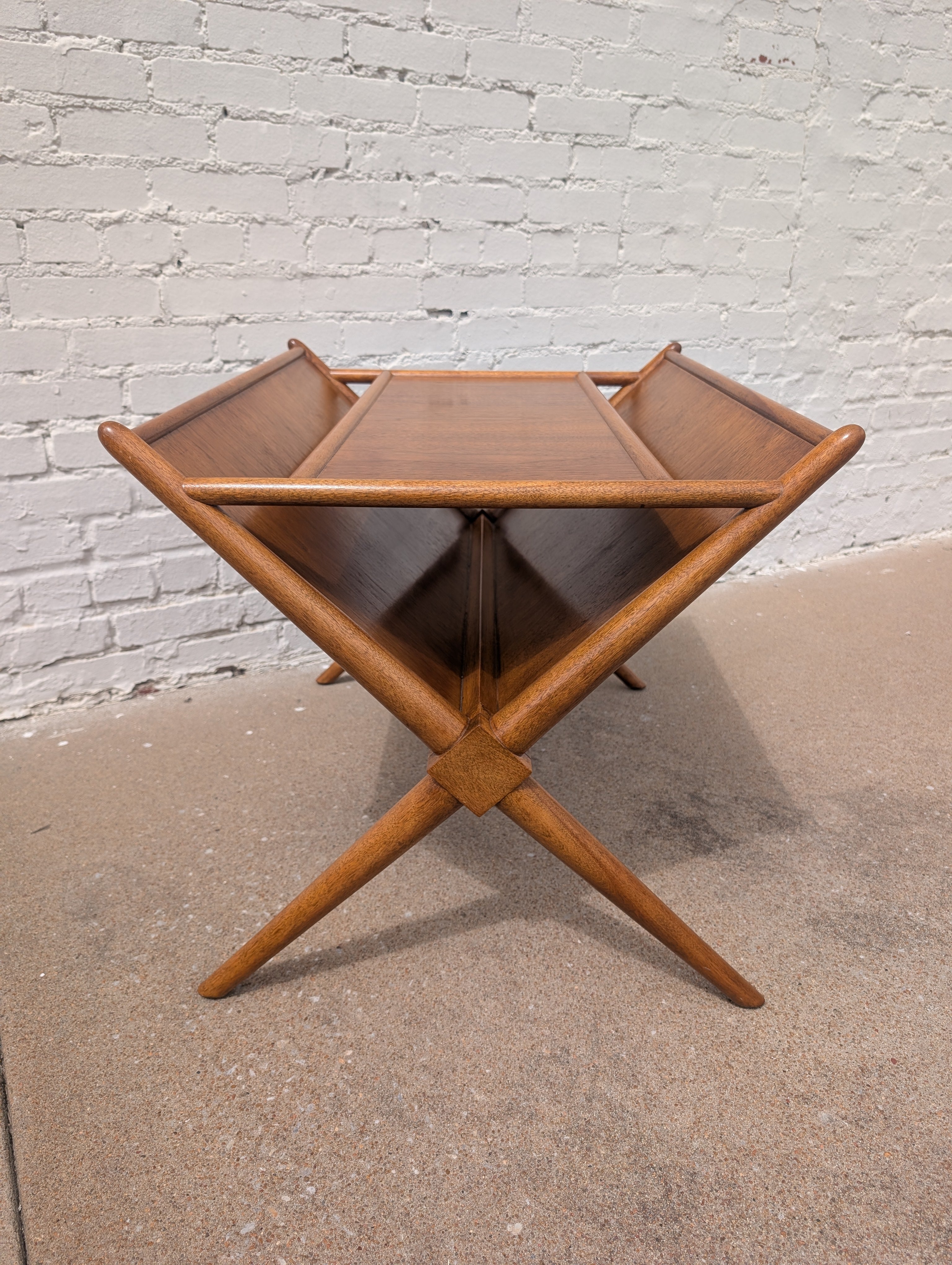 Mid Century Modern Widdicomb Walnut Magazine Rack by T H Robsjohn Gibbings