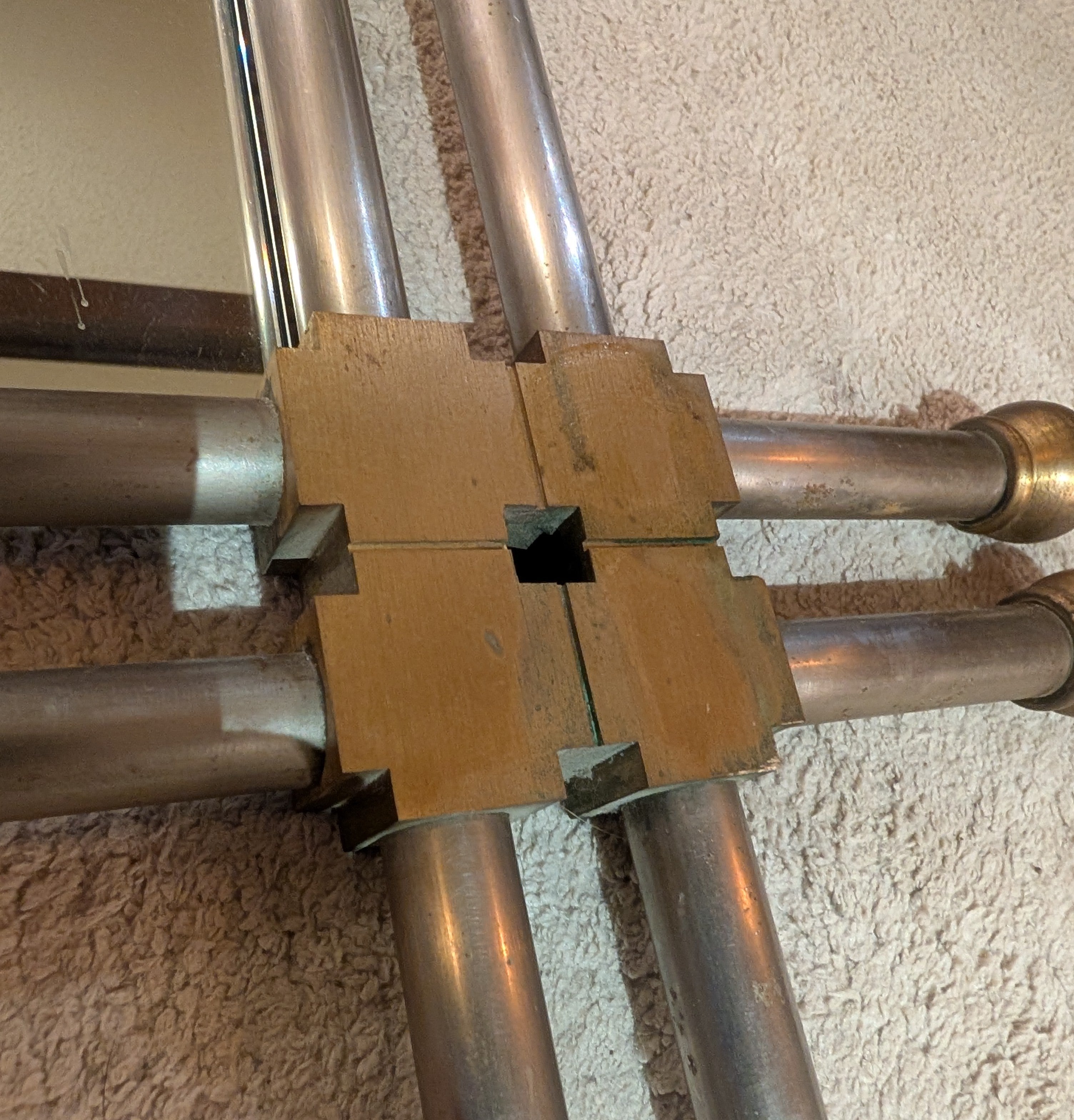 Mid Century Modern Stainless Steel and Solid Brass Mirror Attributed to John Vesey