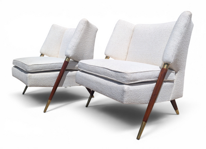 Mid Century Modern Karpen Walnut Trim Side Chairs