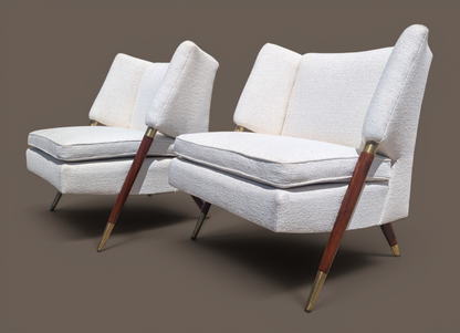 Mid Century Modern Karpen Walnut Trim Side Chairs