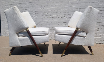 Mid Century Modern Karpen Walnut Trim Side Chairs