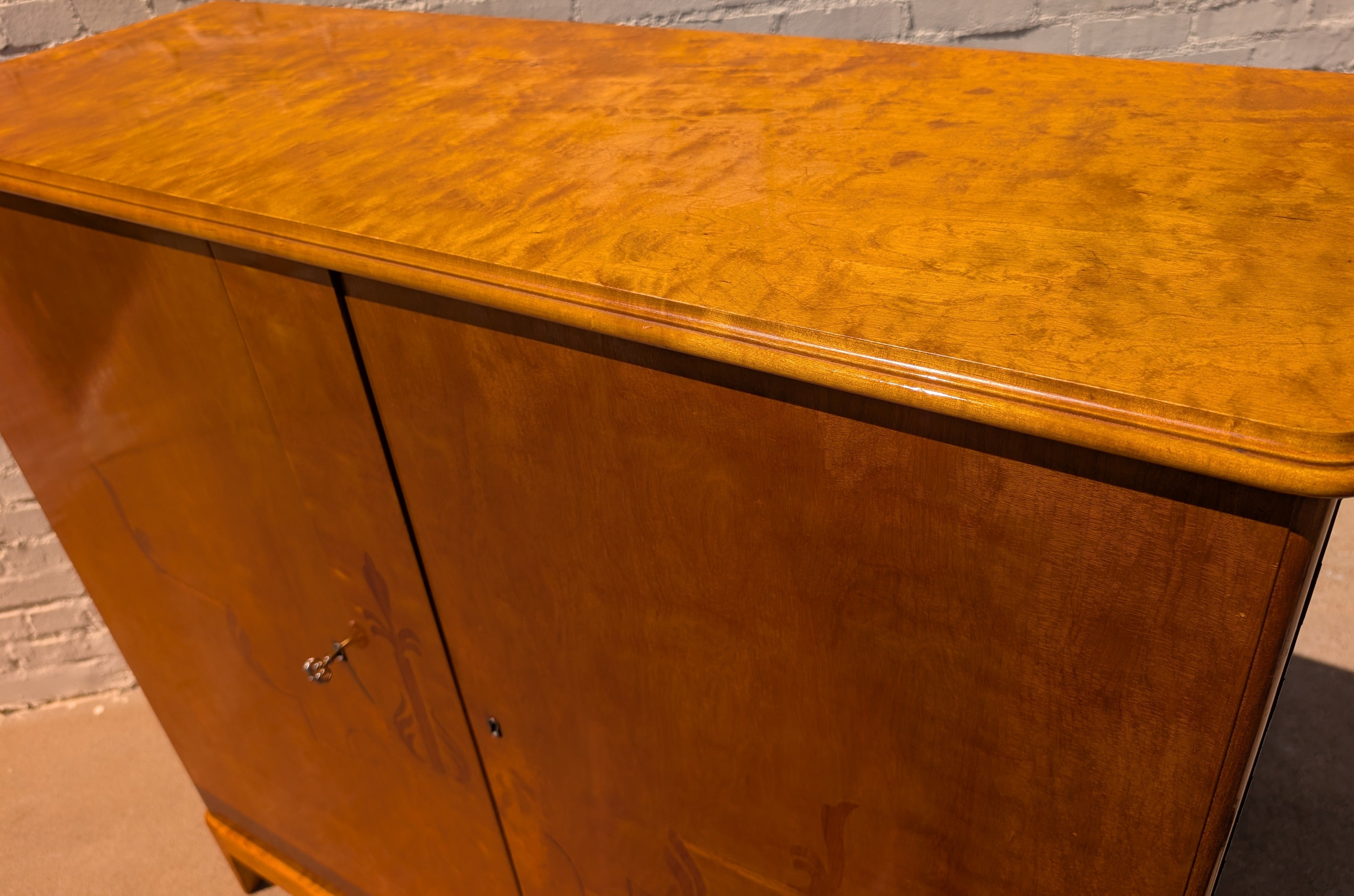 Scandinavian Art Deco Birch and Oak Cabinet
