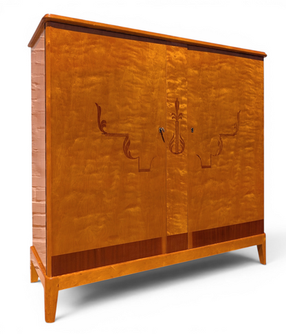 Scandinavian Art Deco Birch and Oak Cabinet