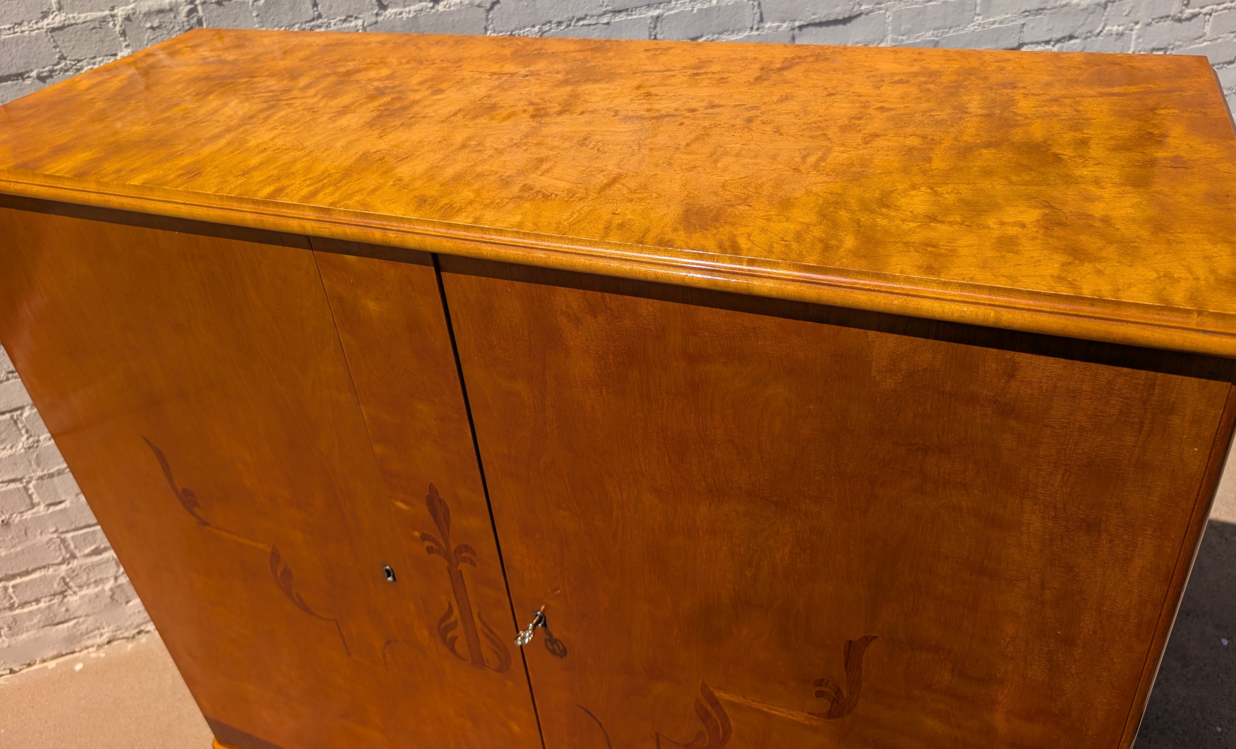 Scandinavian Art Deco Birch and Oak Cabinet