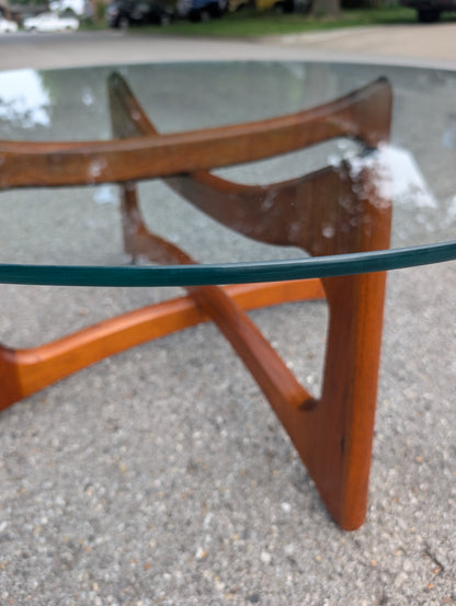 Mid Century Modern Adrian Pearsall Walnut and Glass Ribbon Coffee Table