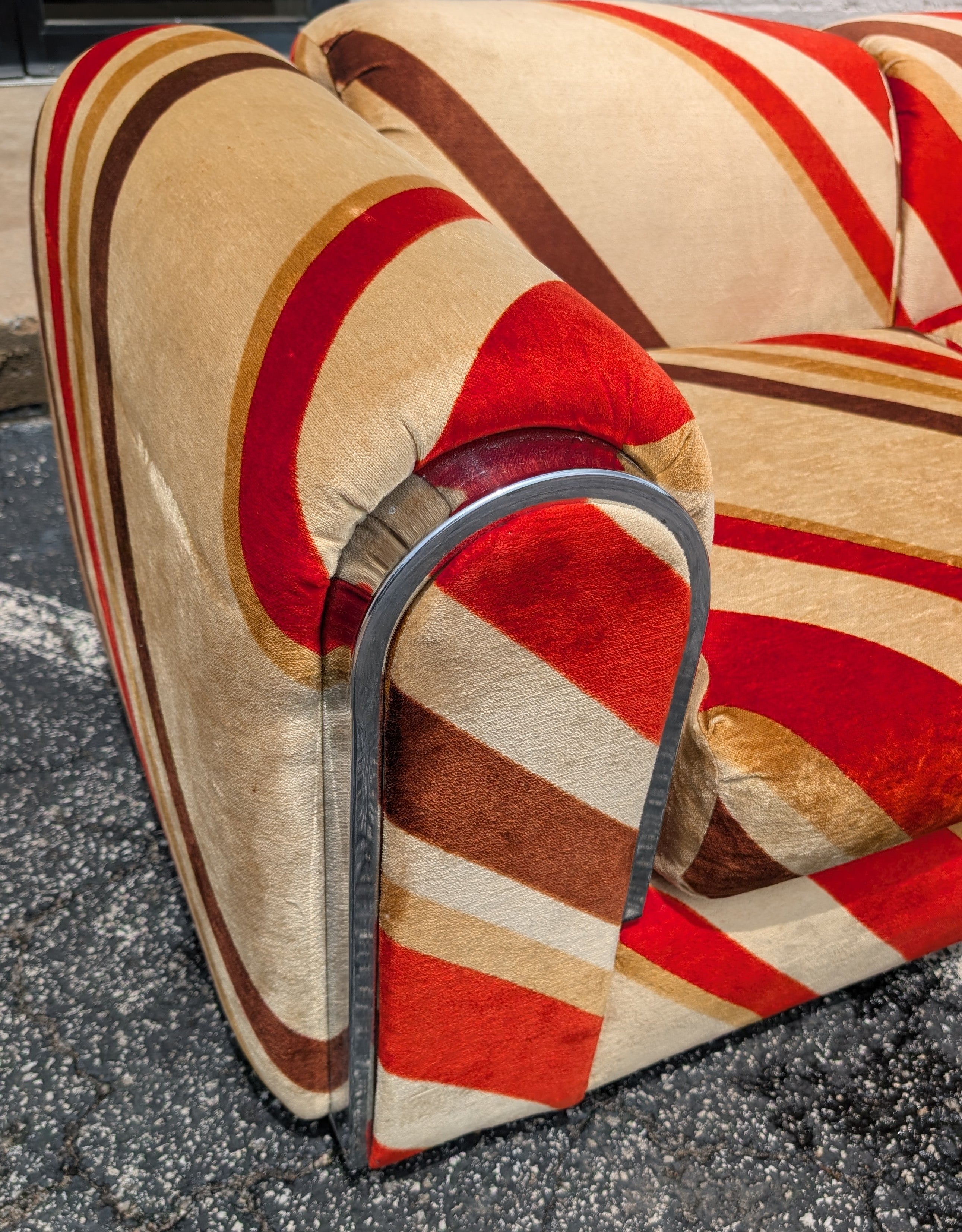 Mid Century Modern Schweiger Velvet Teddy Bear Loveseat