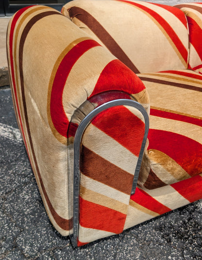 Mid Century Modern Schweiger Velvet Teddy Bear Loveseat
