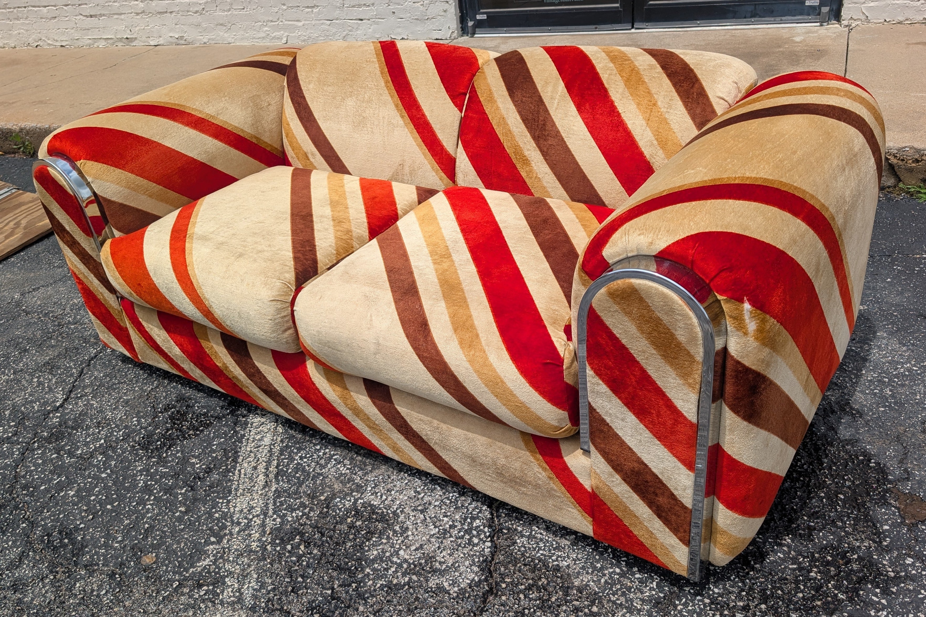 Mid Century Modern Schweiger Velvet Teddy Bear Loveseat