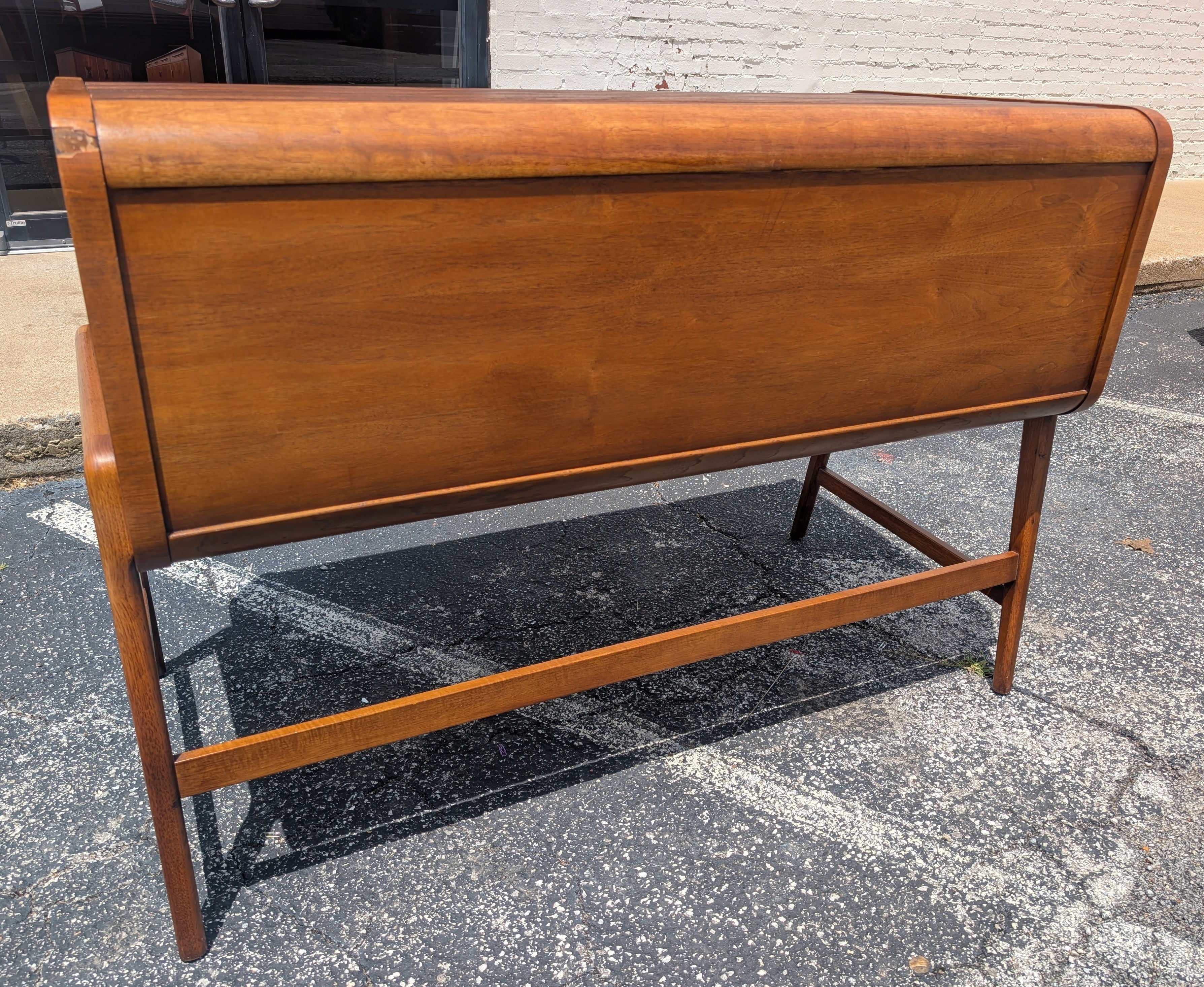 Mid Century Modern Walnut Roll Top Desk by Sligh Lowry