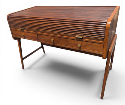 Mid Century Modern Walnut Roll Top Desk by Sligh Lowry