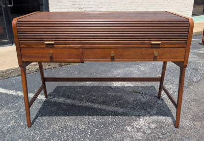 Mid Century Modern Walnut Roll Top Desk by Sligh Lowry