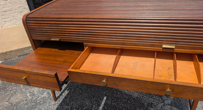 Mid Century Modern Walnut Roll Top Desk by Sligh Lowry