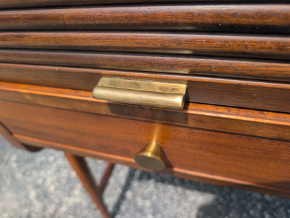 Mid Century Modern Walnut Roll Top Desk by Sligh Lowry