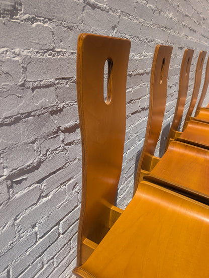Mid Century Italian Modern Bentwood Dining Chairs Attributed to Edoardo Landi for Nikol International