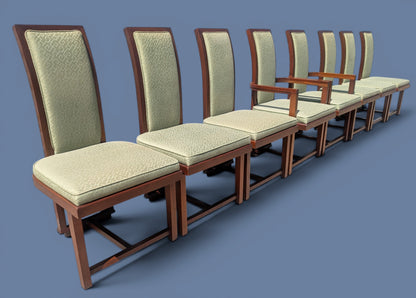 Mid Century Modern Frank Lloyd Wright Taliesen Mahogany and Fabric Dining Chairs