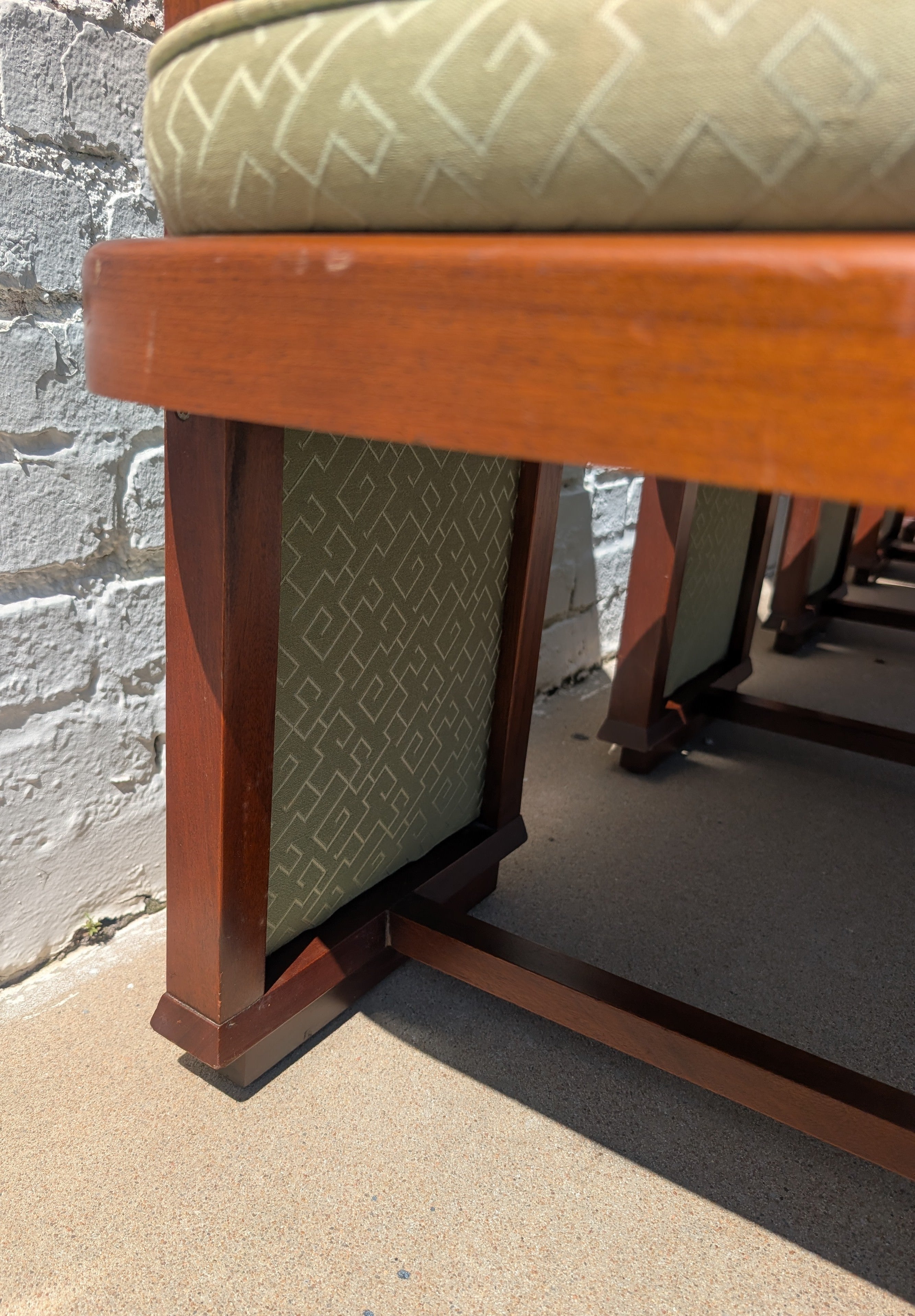 Mid Century Modern Frank Lloyd Wright Taliesen Mahogany and Fabric Dining Chairs