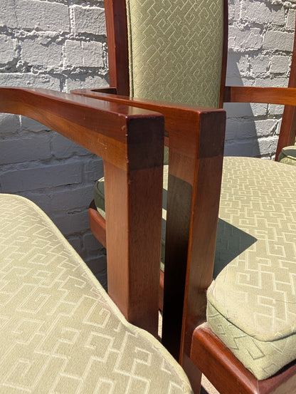 Mid Century Modern Frank Lloyd Wright Taliesen Mahogany and Fabric Dining Chairs