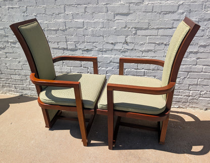Mid Century Modern Frank Lloyd Wright Taliesen Mahogany and Fabric Dining Chairs