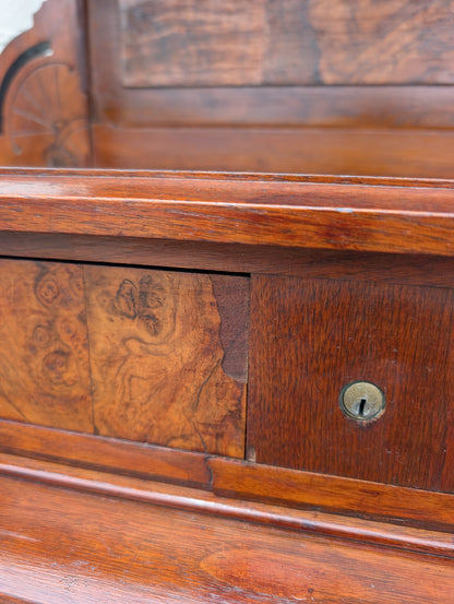 Victorian Walnut and Burlwood Roll Top Secretary