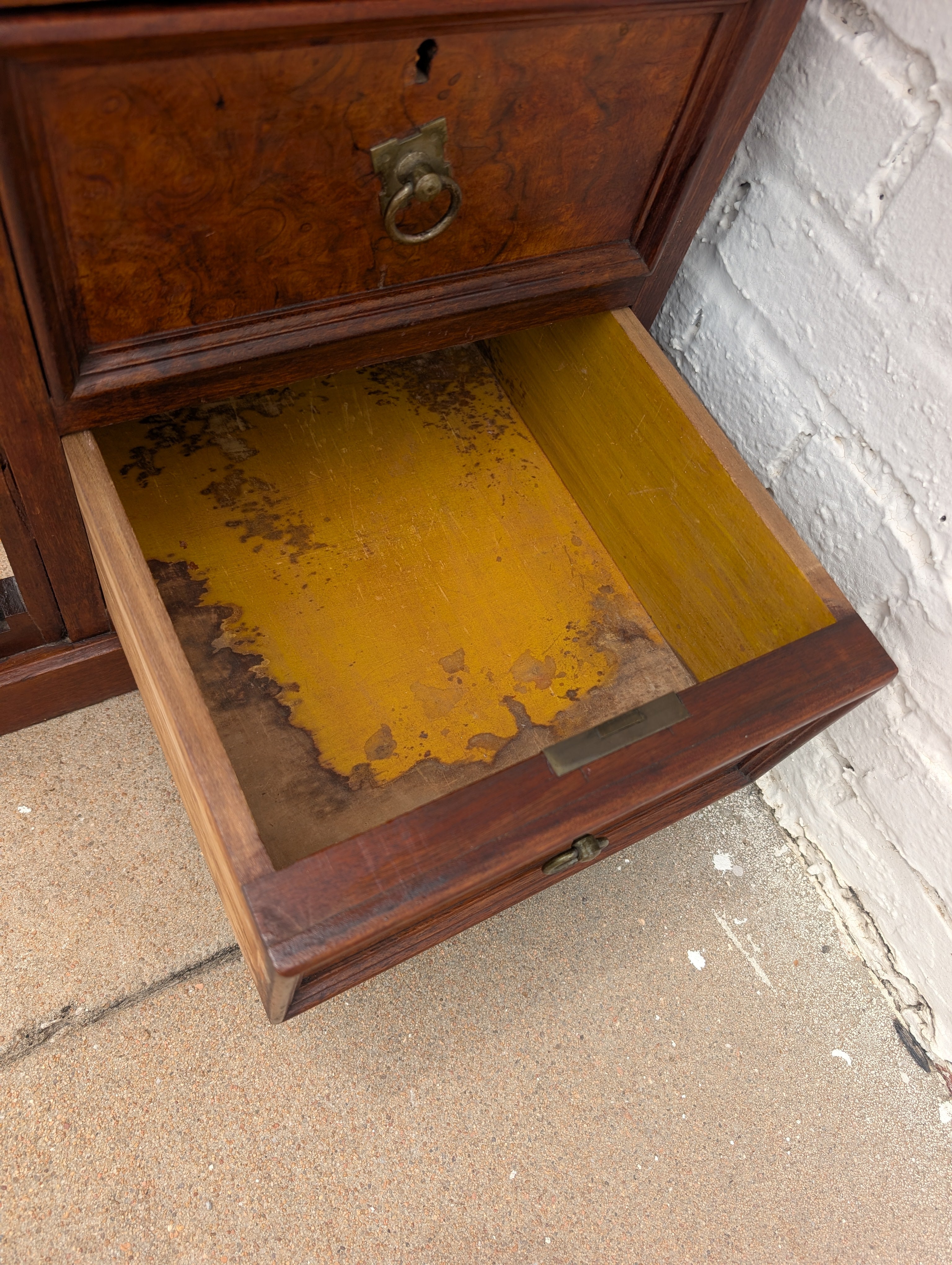 Victorian Walnut and Burlwood Roll Top Secretary