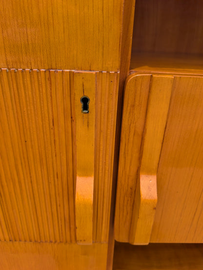 Mid Century Italian Modern Lacquered Elm and Maple Armoire