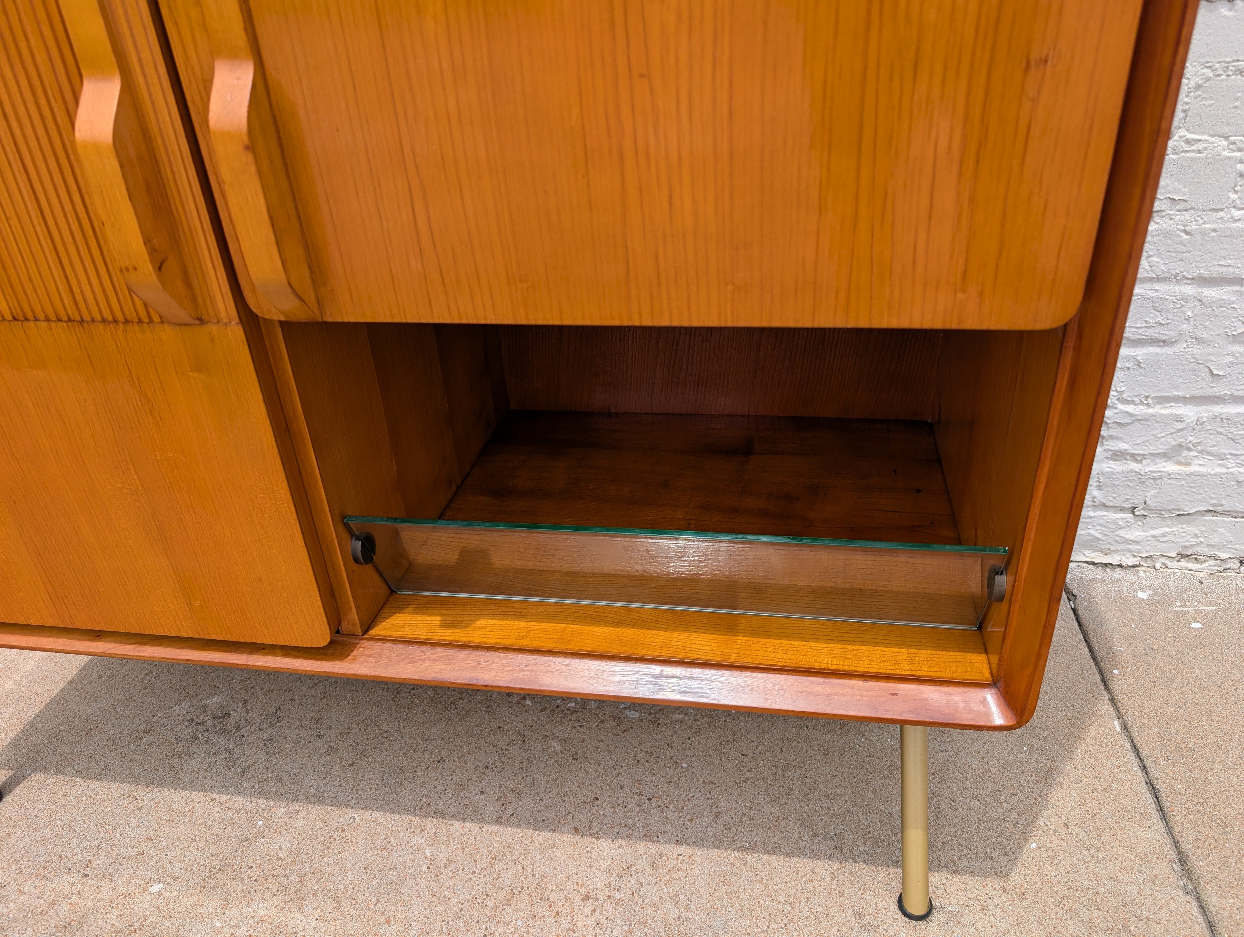 Mid Century Italian Modern Lacquered Elm and Maple Armoire