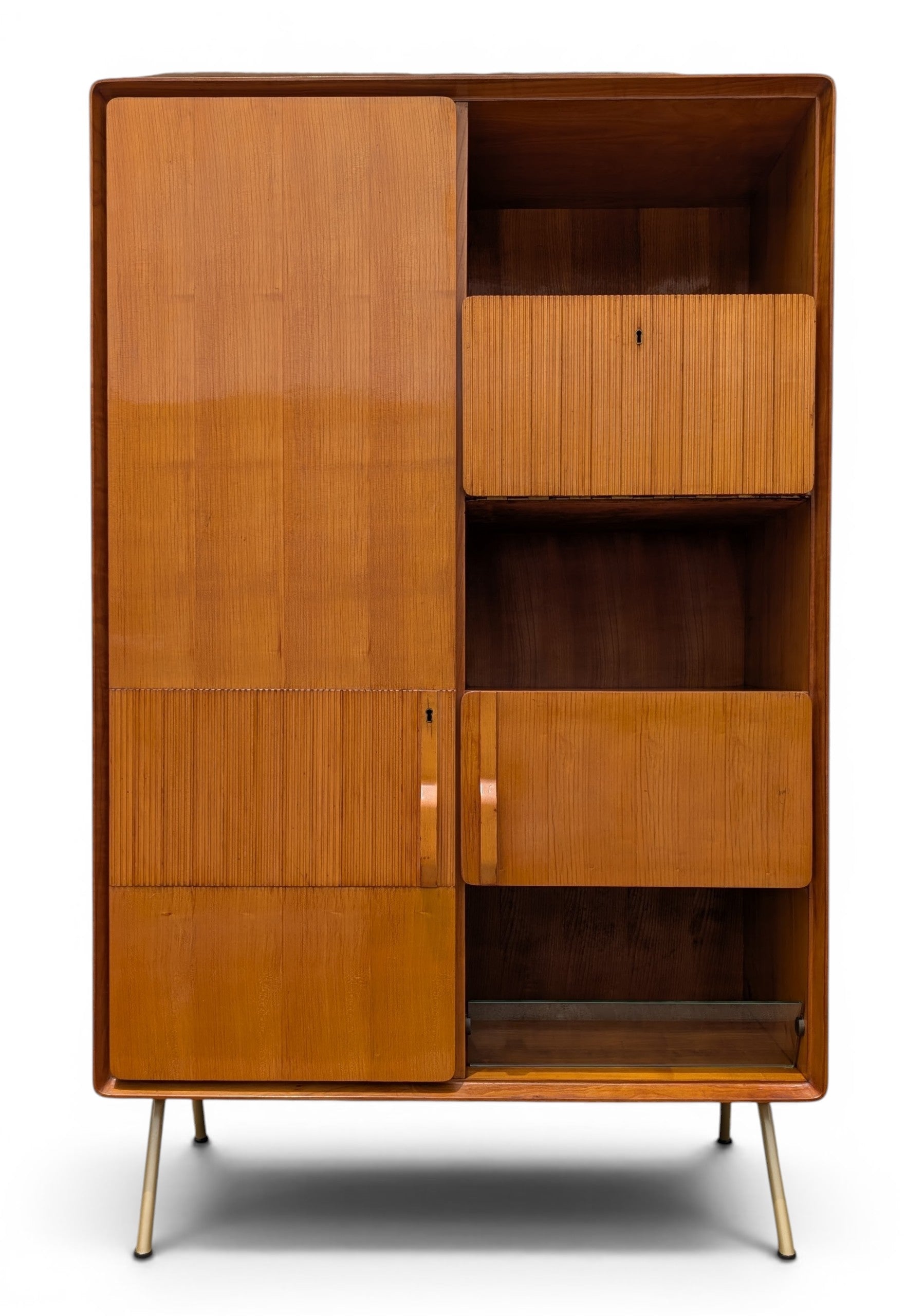 Mid Century Italian Modern Lacquered Elm and Maple Armoire