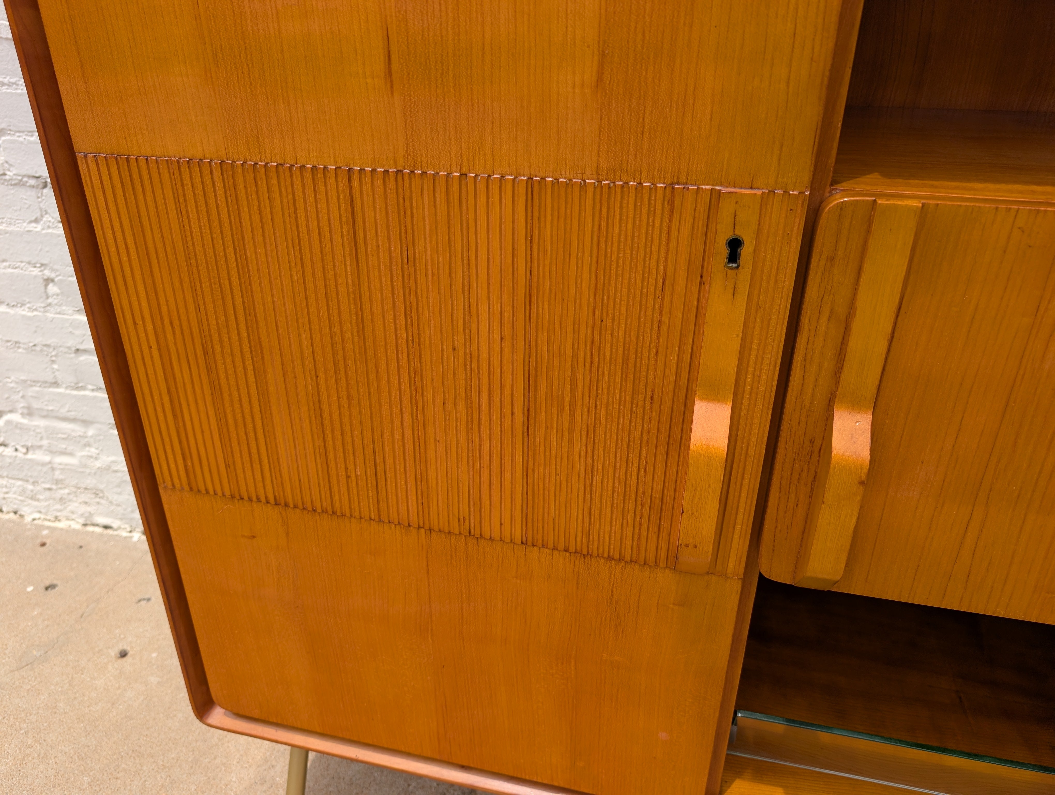 Mid Century Italian Modern Lacquered Elm and Maple Armoire
