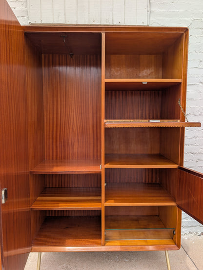 Mid Century Italian Modern Lacquered Elm and Maple Armoire
