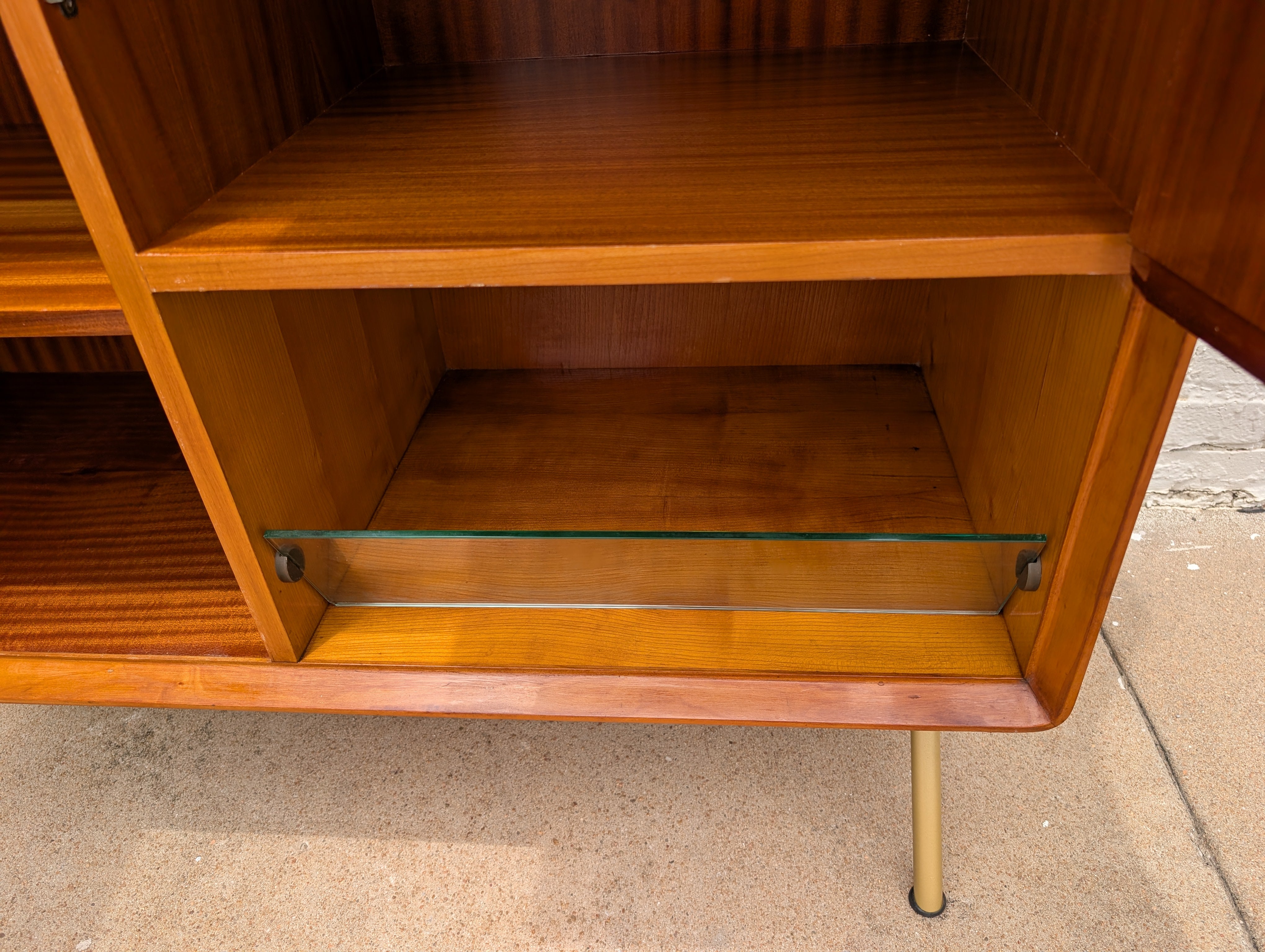 Mid Century Italian Modern Lacquered Elm and Maple Armoire