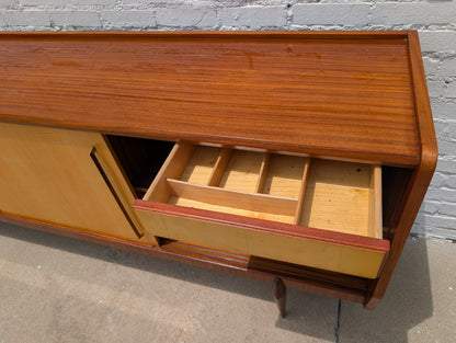 Mid Century Italian Modern Lacquered Mahogany and Elm Sideboard