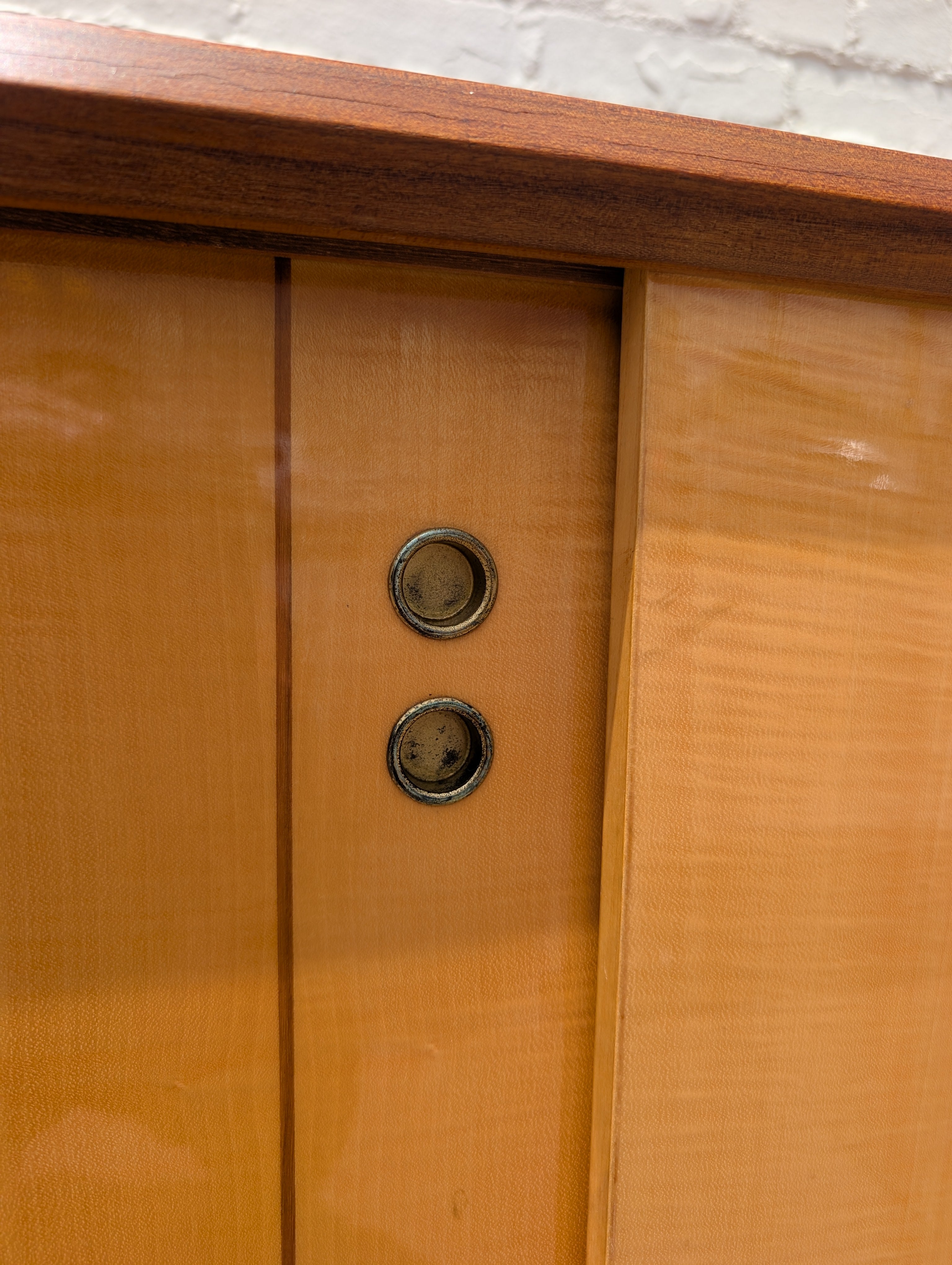 Mid Century Italian Modern Lacquered Mahogany and Elm Sideboard