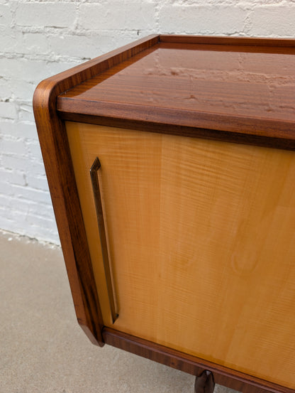 Mid Century Italian Modern Lacquered Mahogany and Elm Sideboard