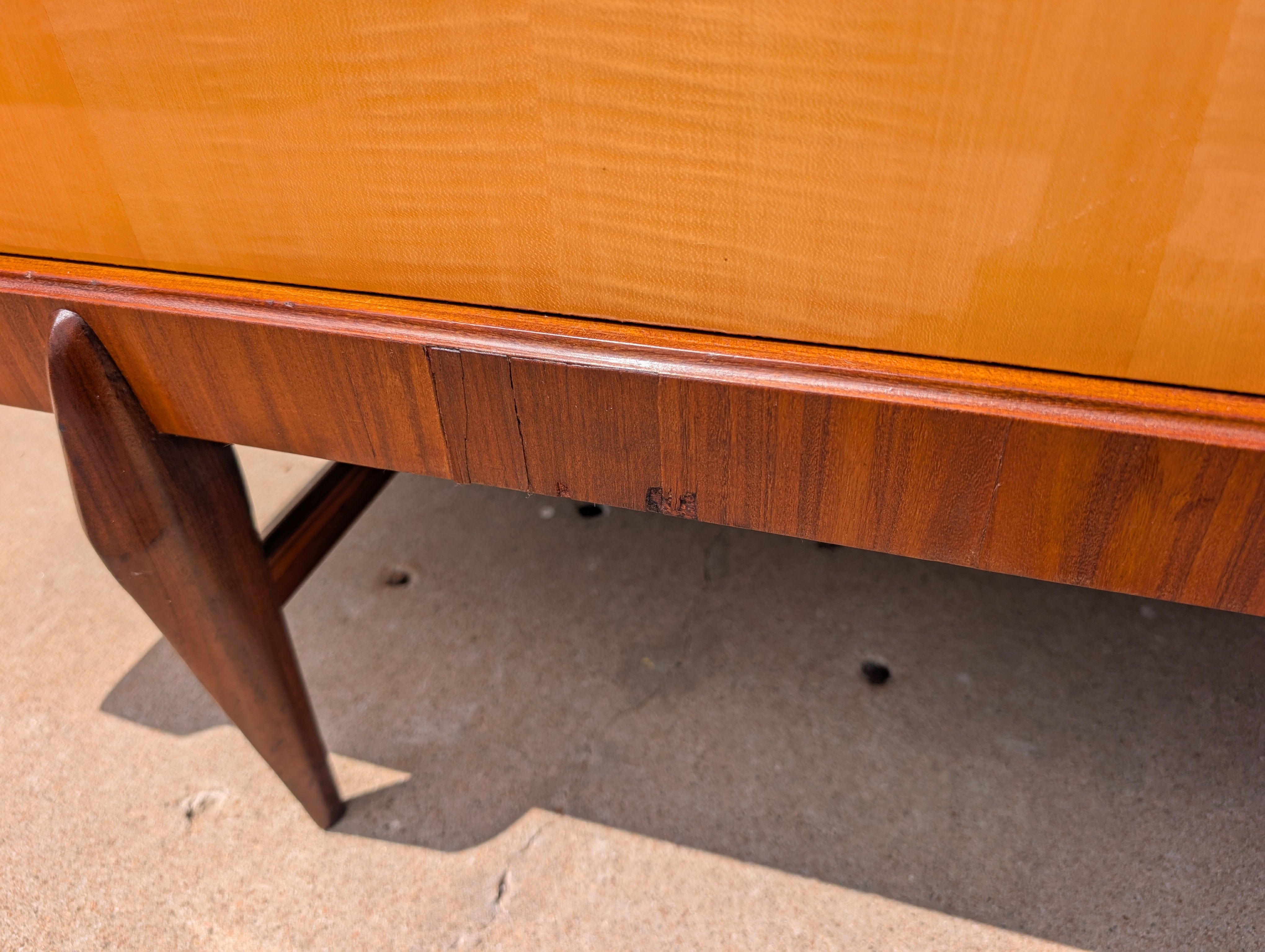Mid Century Italian Modern Lacquered Mahogany and Elm Sideboard