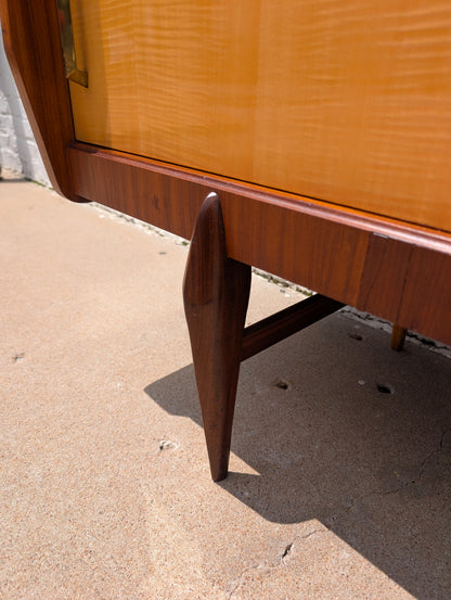 Mid Century Italian Modern Lacquered Mahogany and Elm Sideboard