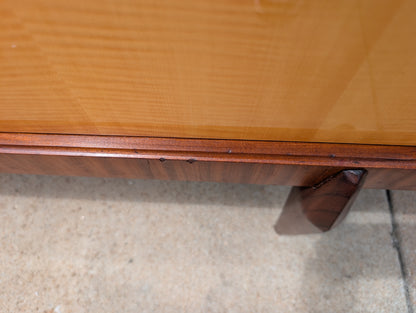 Mid Century Italian Modern Lacquered Mahogany and Elm Sideboard
