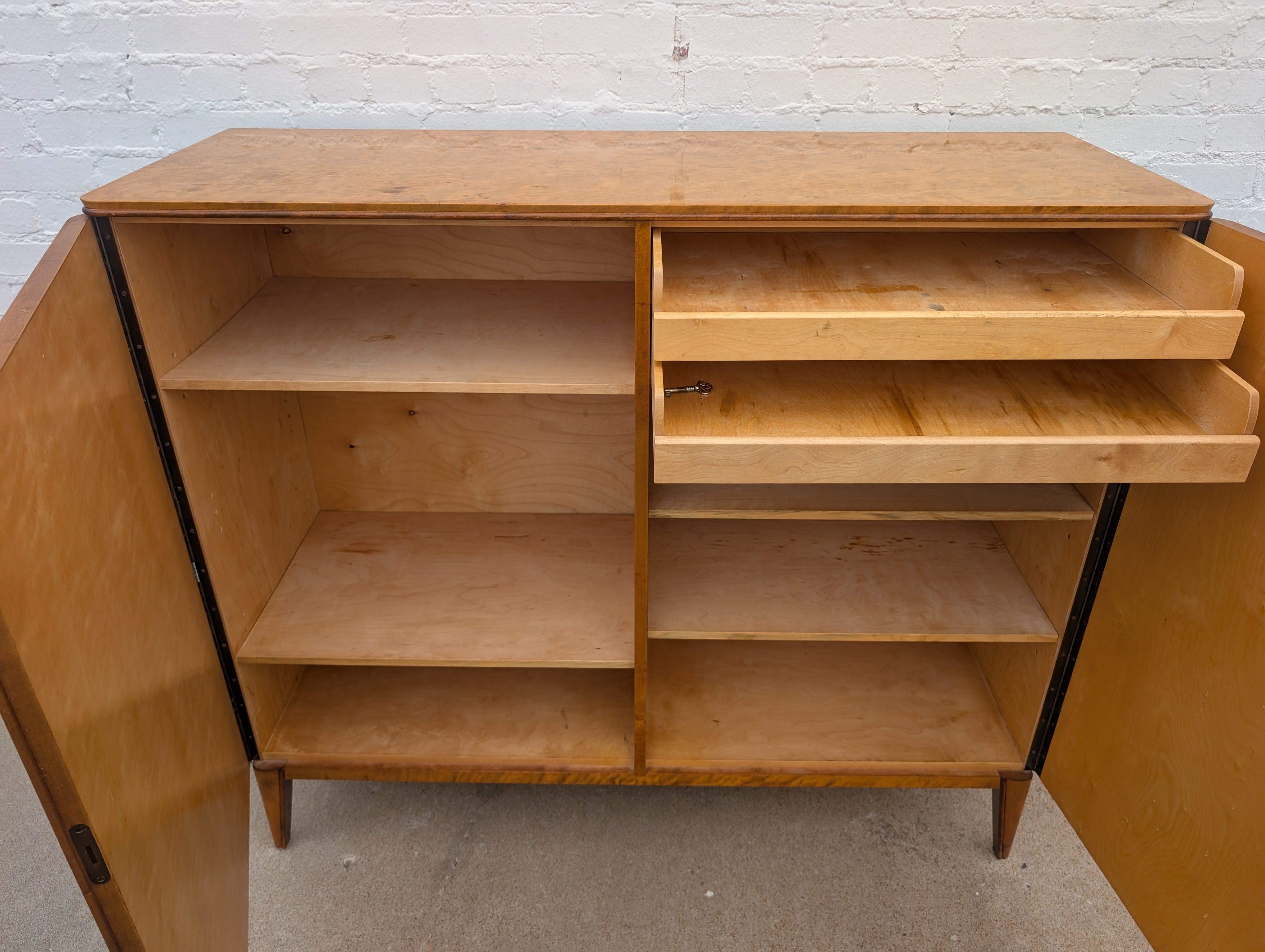 Modern Swedish Art Deco Birch and Oak Cabinet