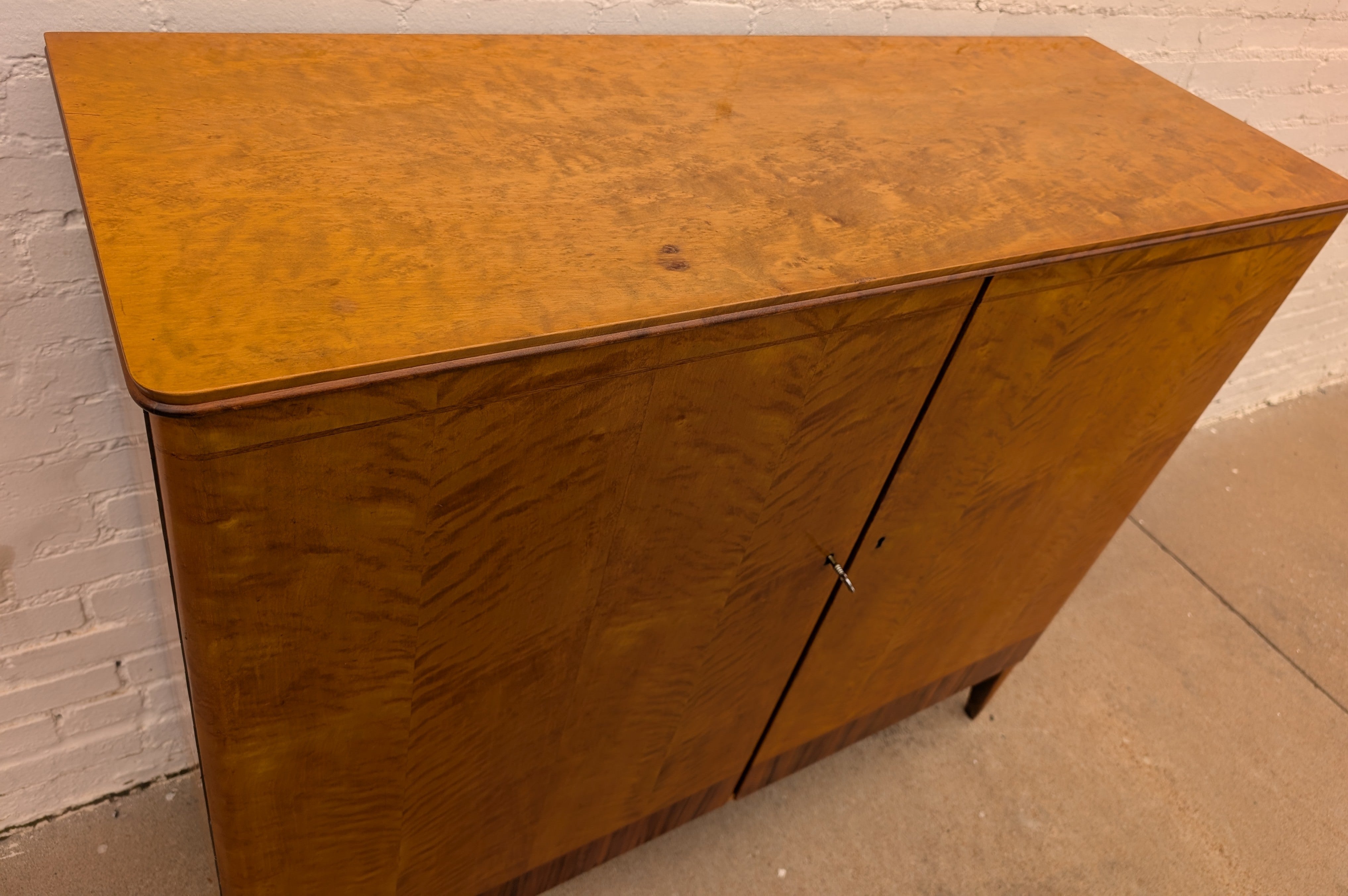 Modern Swedish Art Deco Birch and Oak Cabinet