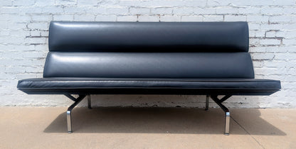 Mid Century Modern Early Generation Herman Miller Black Sofa Compact